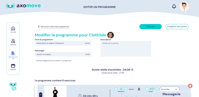 praticien - prescrire programme