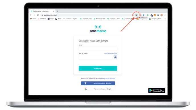 Pour installer Axomove sur Mac, cliquez sur le + dans votre barre de recherche