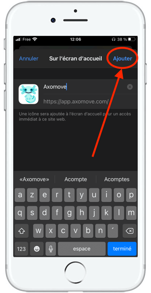 Une fenêtre s'ouvre vous proposant d'installer Axomove, cliquez sur "ajouter"