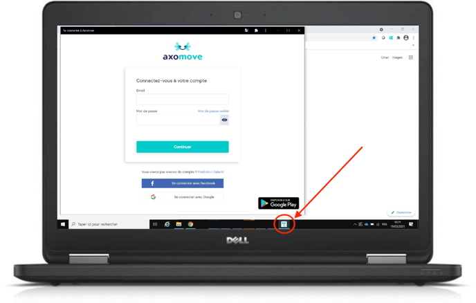 Vous retrouvez l'icône de l'application Axomove dans votre barre de menu